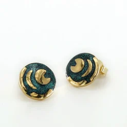 Waschbär Emaille-Ohrstecker »Himmelsscheibe von Nebra«.