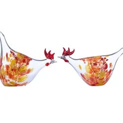 Discount Waschbär 2er-Set Glashühner, rot.