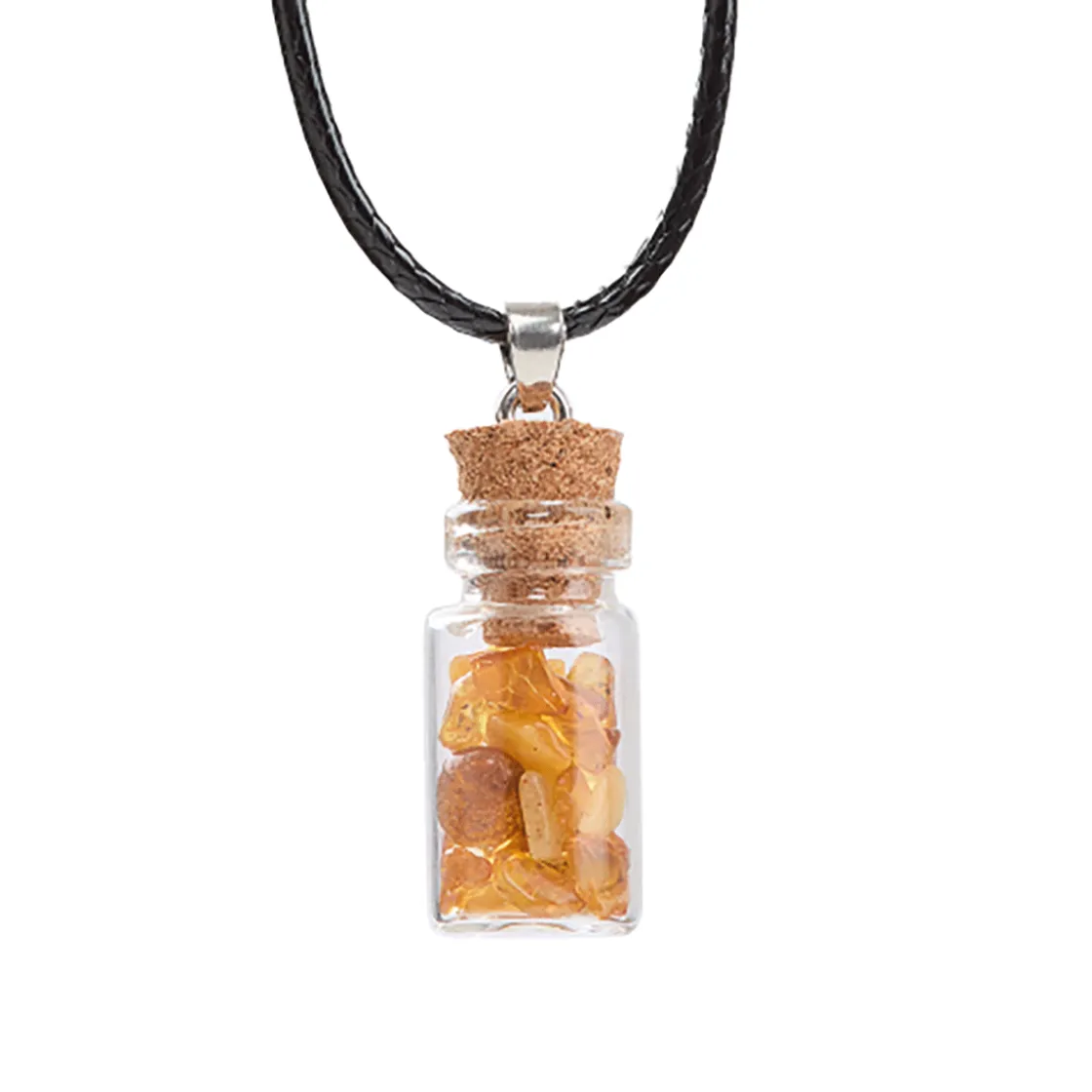 Online Waschbär Kette »Fläschchen mit Bernstein«.