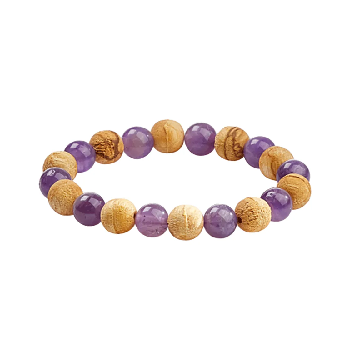 New Waschbär Kraftarmband Palo Santo mit Amethyst
