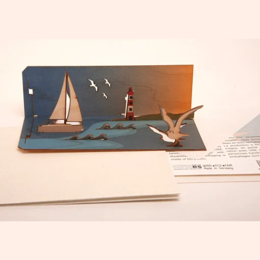 Outlet Waschbär Pop Up-Holzpostkarte »Segelboot«.