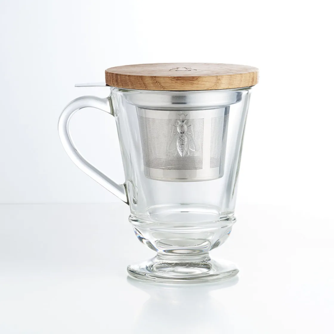Best Waschbär Teeglas mit Sieb und Holzdeckel.