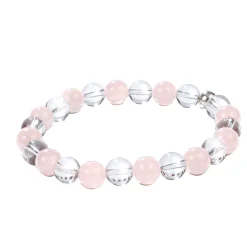 New Waschbär Tibetisches Kraftarmband »Bergkristall und Rosenquarz«