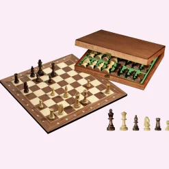 Online Waschbär Turnier-Schach in Holzkassette.