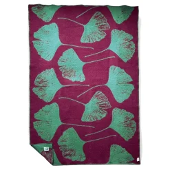 Discount Waschbär Wolldecke Plaid »Ginkgo«, Entengrün/Bordeaux.