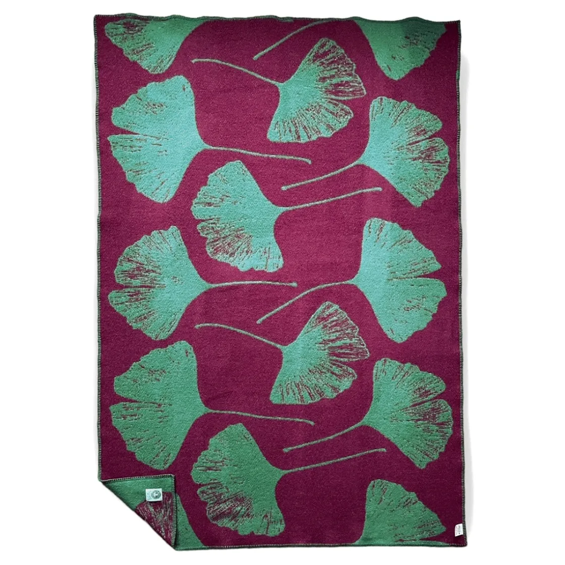 Discount Waschbär Wolldecke Plaid »Ginkgo«, Entengrün/Bordeaux.