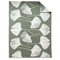 Outlet Waschbär Wolldecke Plaid »Ginkgo«, Moosgrün.